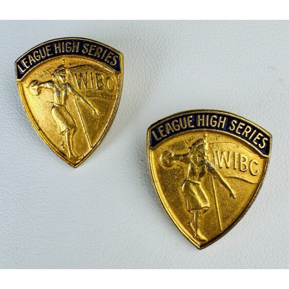 Set of 2 Vintage Bowling Lapel Pins Women League High Series International